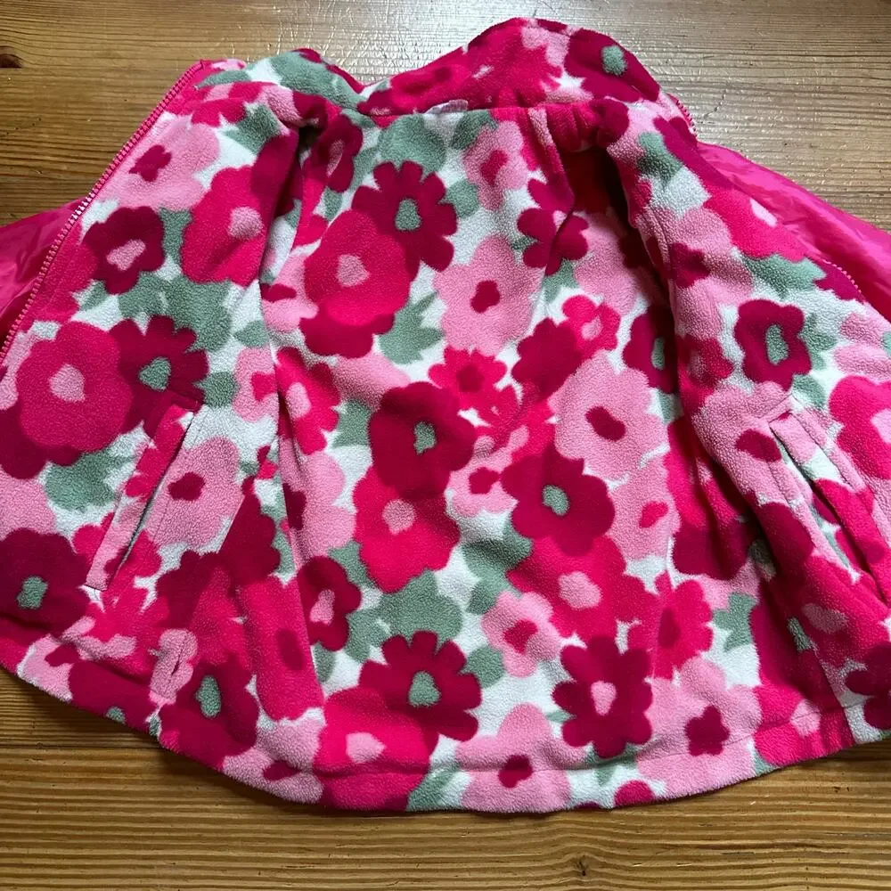 OshKosh B'gosh pink floral fleece lined reversible jacket SIZE 4‎